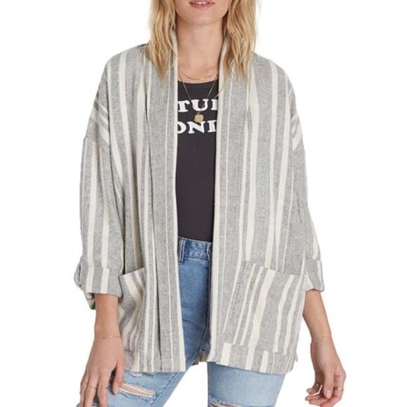 Billabong Jackets & Blazers - Billabong Live Out Loud Striped Open Front Blazer Jacket Size Small